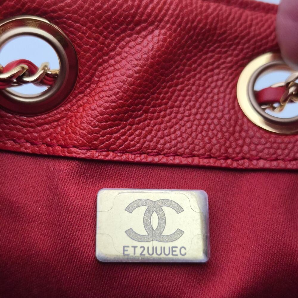 Chanel 25 Mini Red Caviar Shoulder Bag - Picture 9 of 9